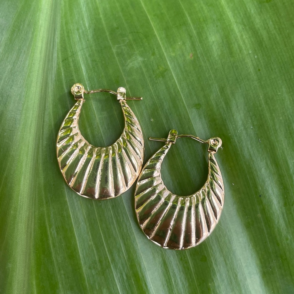 Gold Fan Hoops